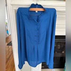 Sheer Blue Ruffle J.Crew Blouse (Size 10)